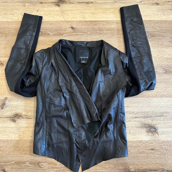 Trouvé Real Leather Drape Jacket Women's XS - Picture 4 of 12